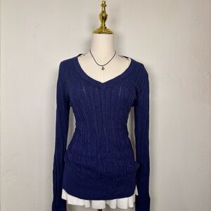 arizona purple white trim cableknit vneck sweater y2k‎ fall twilight bella swan